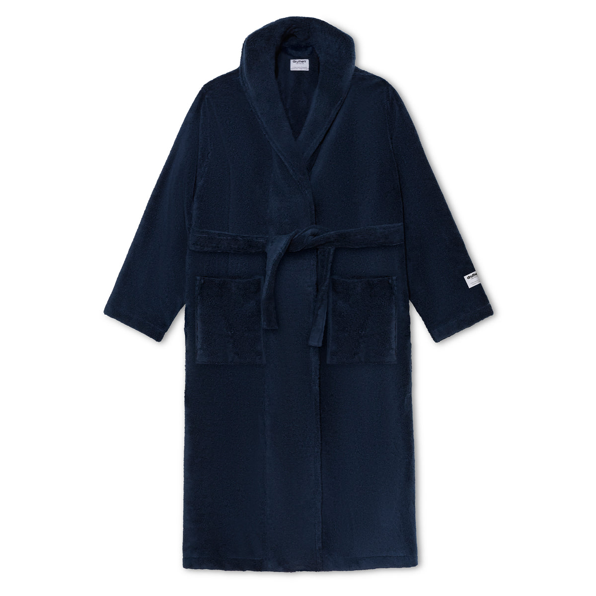 Organic Cotton Extra Heavyweight Terry Long Robe Dark Navy Druthers NYC