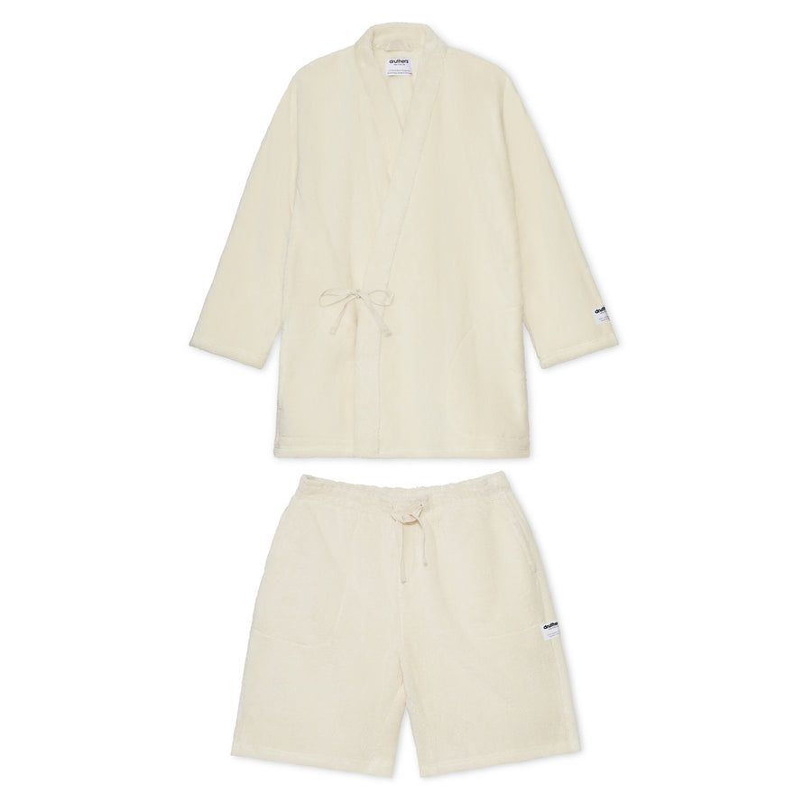 GOTS® Organic Cotton Extra Heavyweight Kimono Robe Set - Dark White