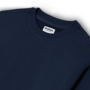 Organic Cotton 685 GSM French Terry Crewneck Sweatshirt - Dress Blue