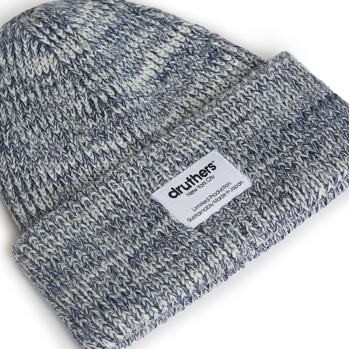 Merino Wool Big Knit Beanie - Navy Melange – Druthers NYC