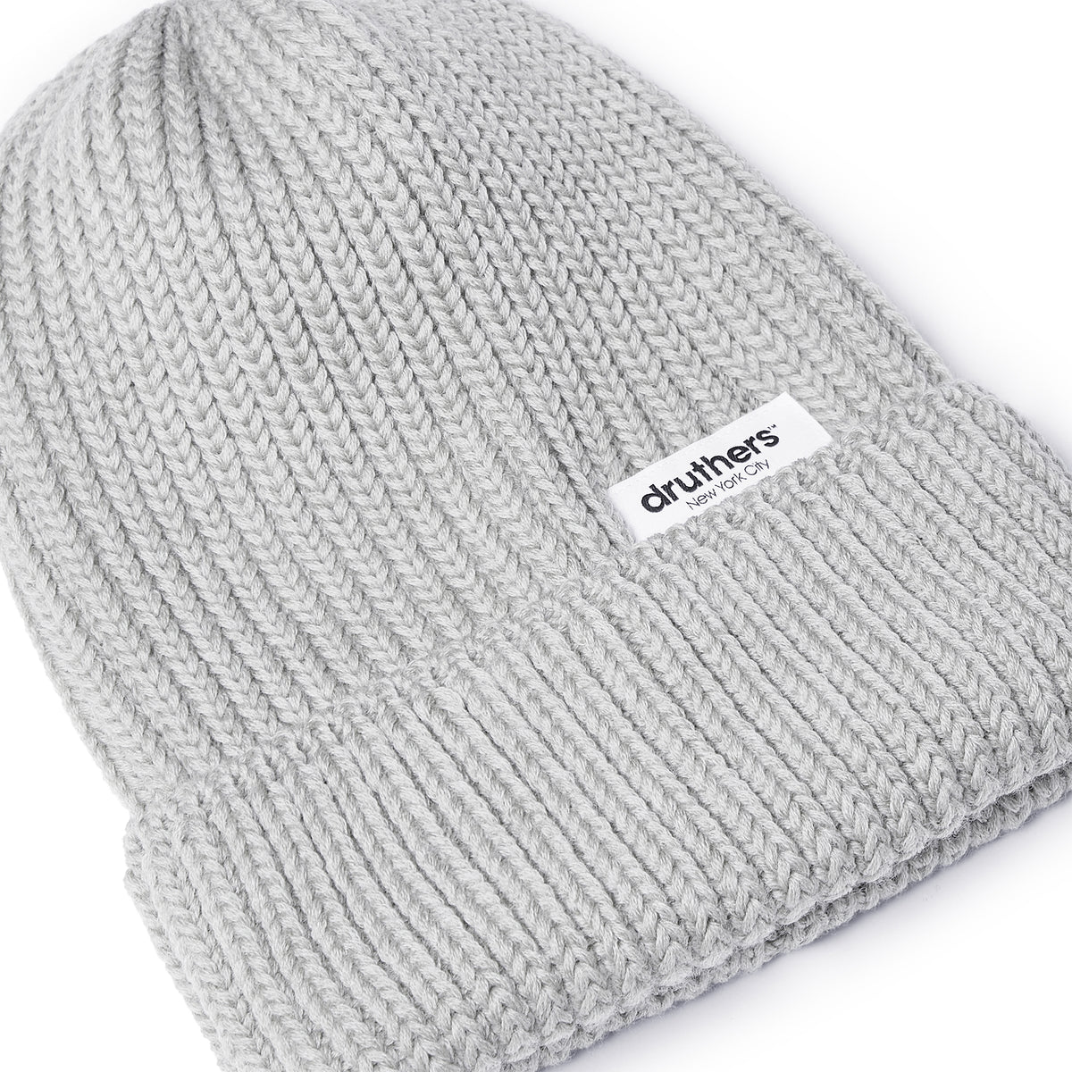 Merino Wool Big Knit Cardigan Beanie - Grey Heather – Druthers NYC