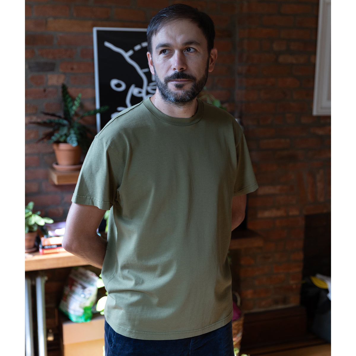 Tシャツ・カットソー BIOLOGIC COTTON T-SHIRT Heavyweight Organic Cotton T-Shirt - Olive – Druthers NYC