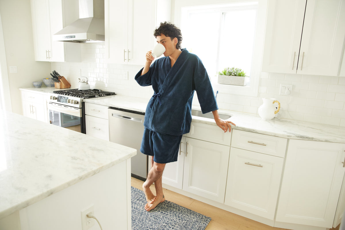 Organic Cotton Extra Heavyweight Kimono Robe Set - Dark Navy