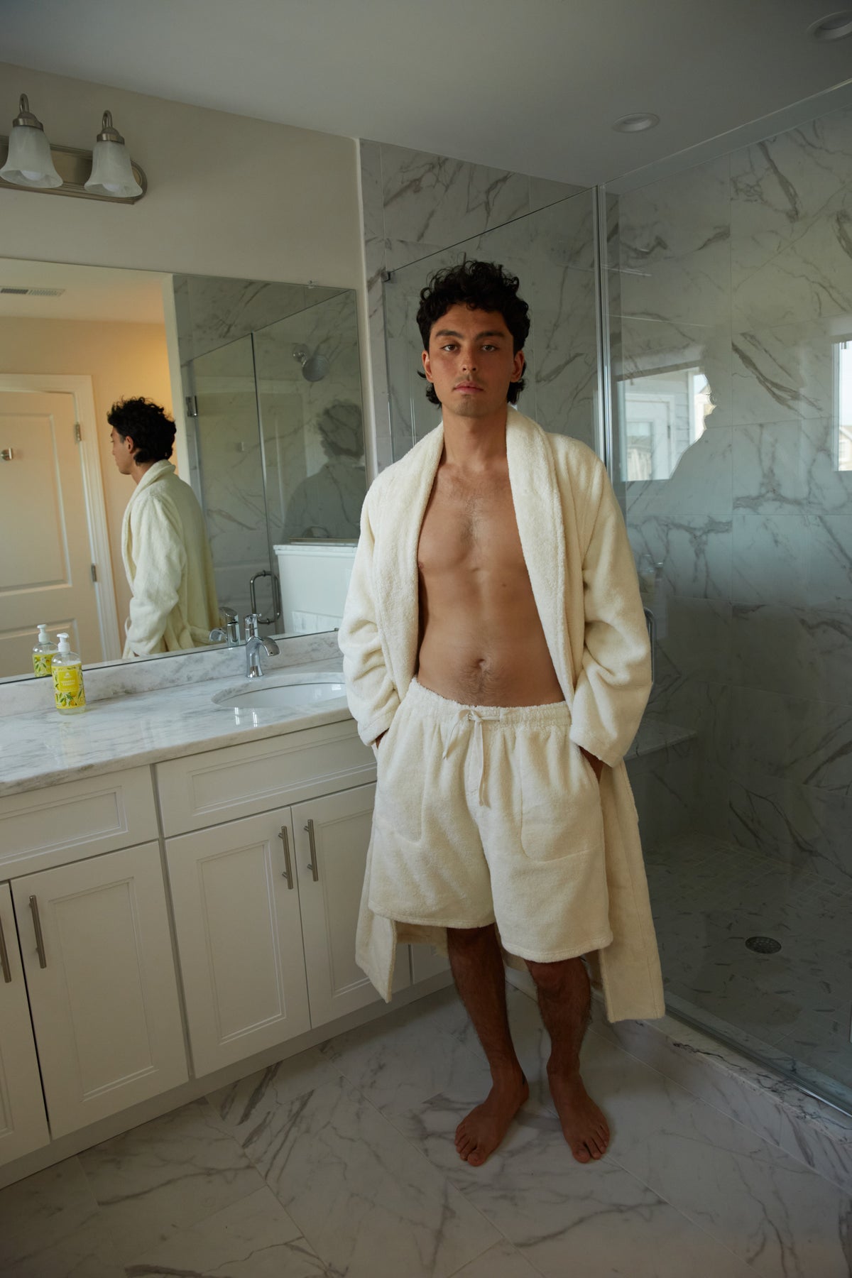 Organic Cotton Extra Heavyweight Kimono Robe Set - Dark White
