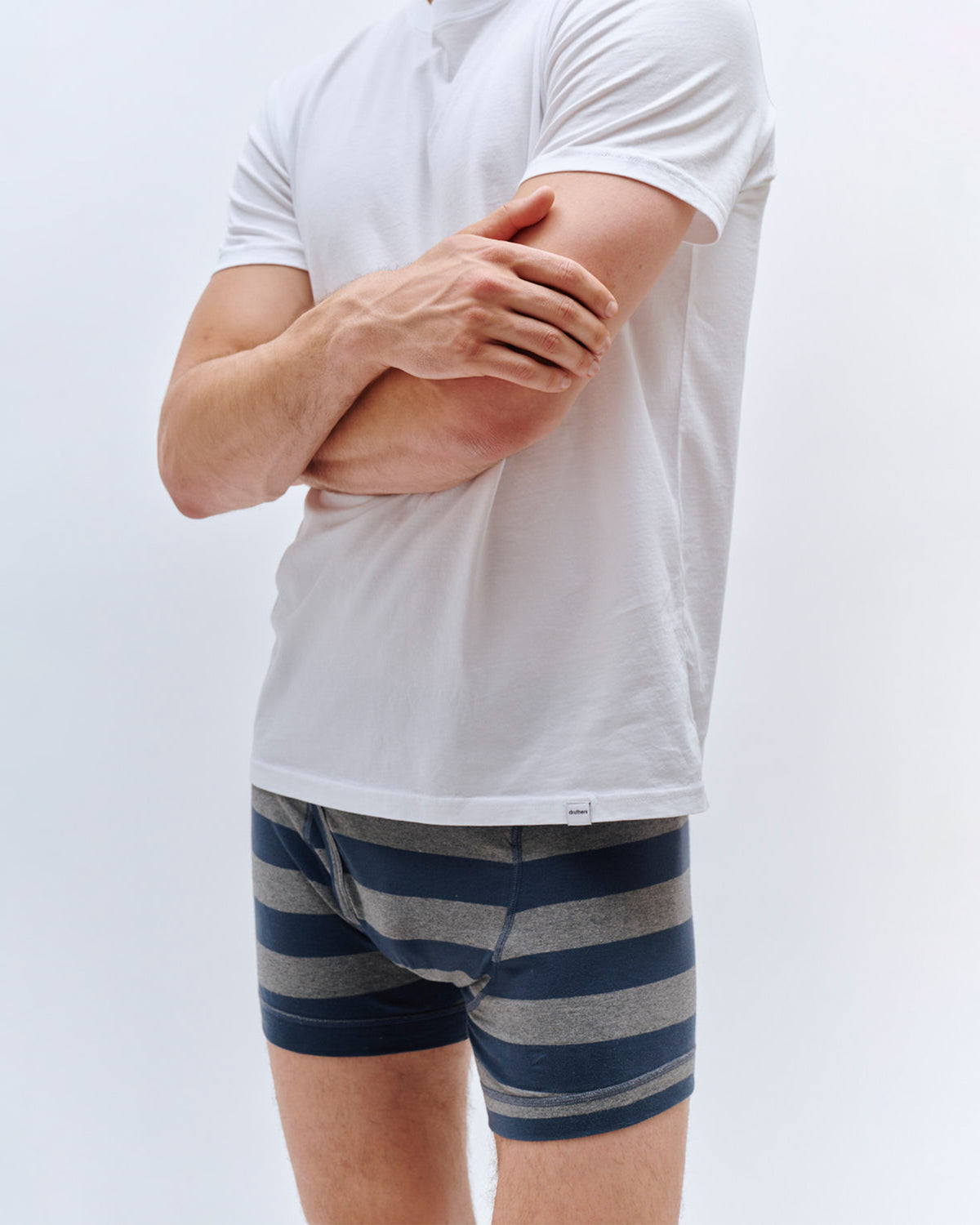 Organic Cotton Boxer Briefs - Charcoal Navy Stripe