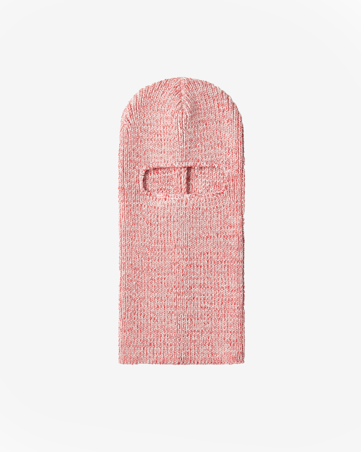 Merino Wool Big Knit Balaclava - Red Melange