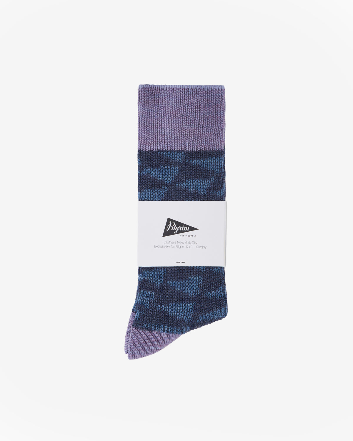 Pilgrim Surf + Supply Merino Wool Pennant Repeat Crew Sock - Blue