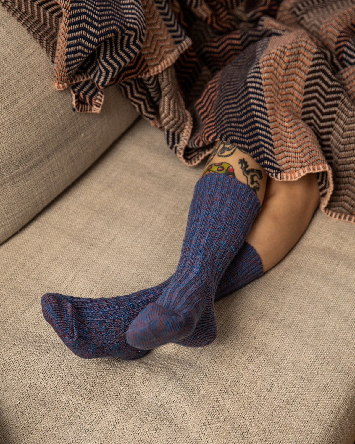 Organic Cotton Rib Slub Crew Sock
