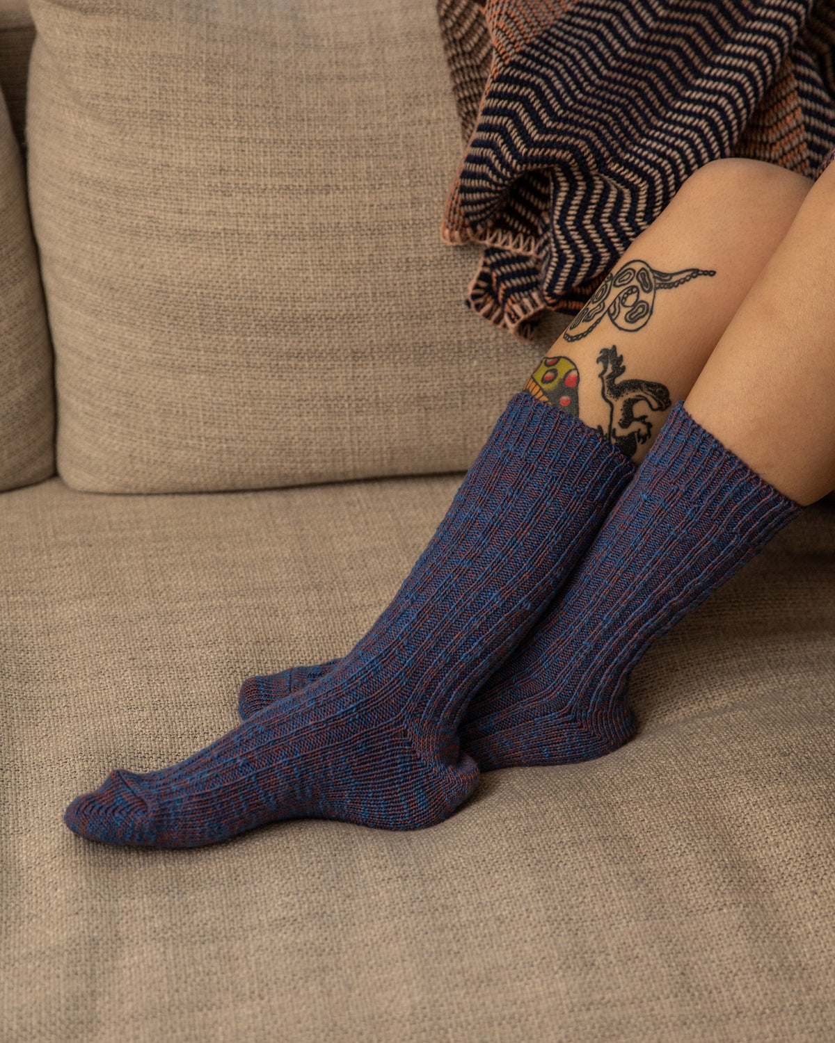 Organic Cotton Rib Slub Crew Sock