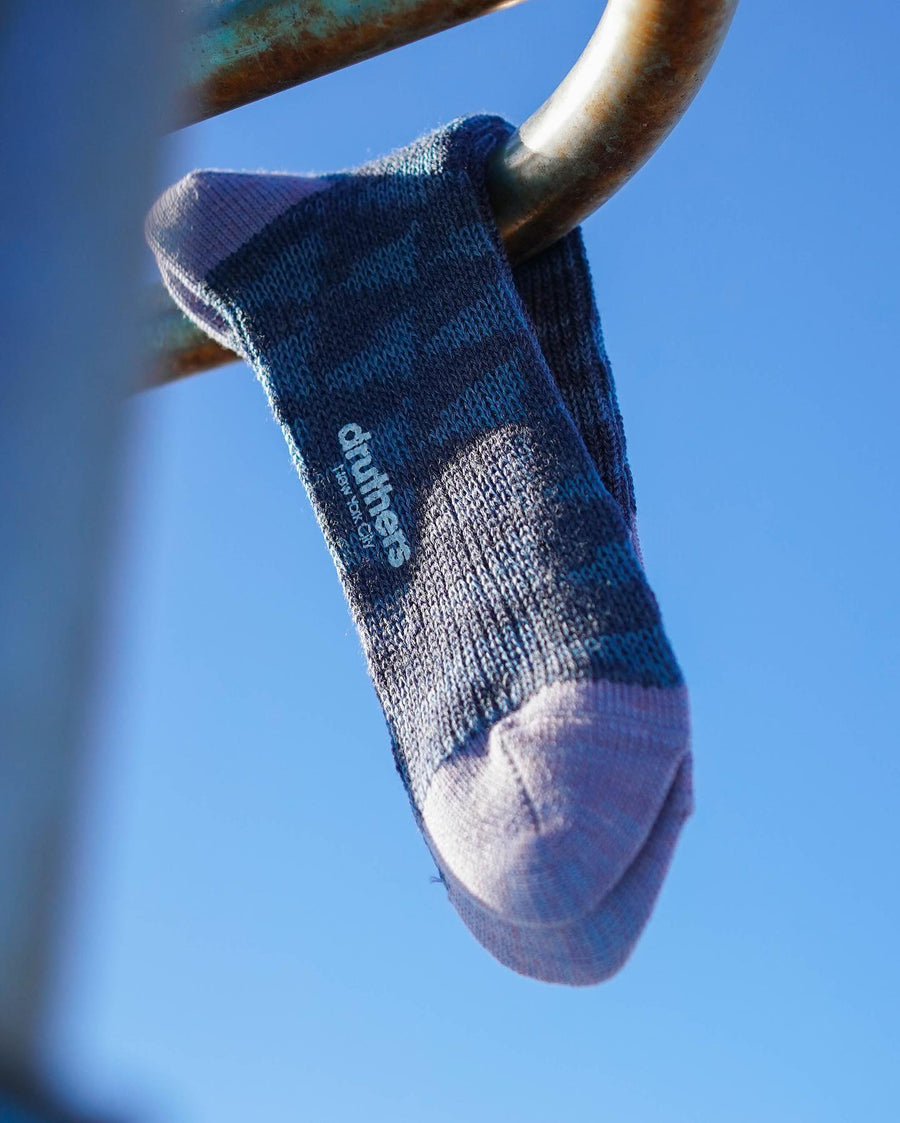 Pilgrim Surf + Supply Merino Wool Pennant Repeat Dress Sock - Blue Lavander