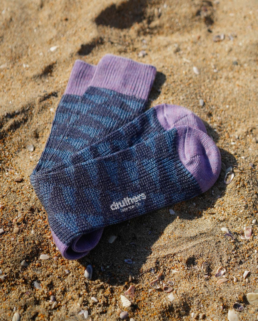 Pilgrim Surf + Supply Merino Wool Pennant Repeat Dress Sock - Blue Lavander