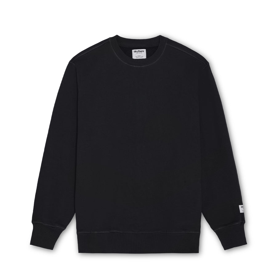 Organic Cotton 685 GSM French Terry Crewneck Sweatshirt - Caviar