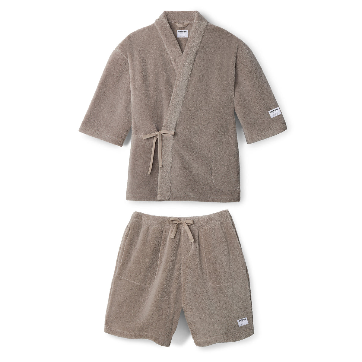 Organic Cotton Extra Heavyweight Kimono Robe Set - Chateau Grey