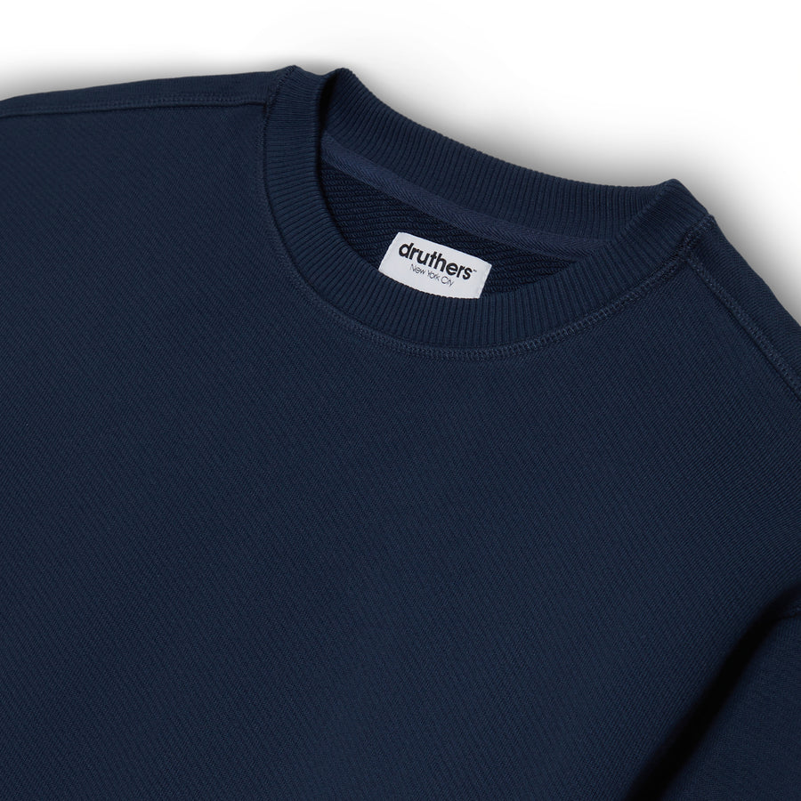 Organic Cotton 685 GSM French Terry Crewneck Sweatshirt - Dress Blue