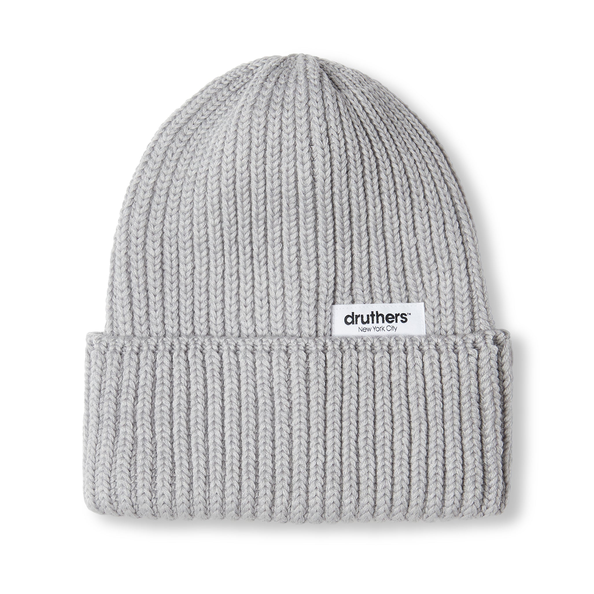 Merino Wool Big Knit Cardigan Beanie - Grey Heather – Druthers NYC