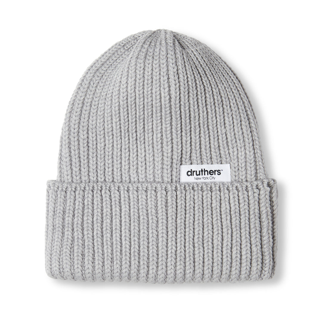 Merino Wool Big Knit Cardigan Beanie - Grey Heather  display picture 3