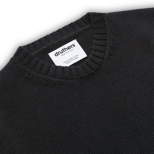 Italian Organic Cotton Crew Neck Sweater - Black