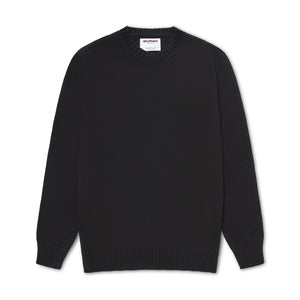 Italian Organic Cotton Crew Neck Sweater - Black