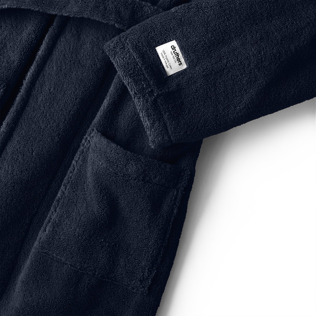 Organic Cotton Extra Heavyweight Terry Long Robe - Dark Navy – Druthers NYC