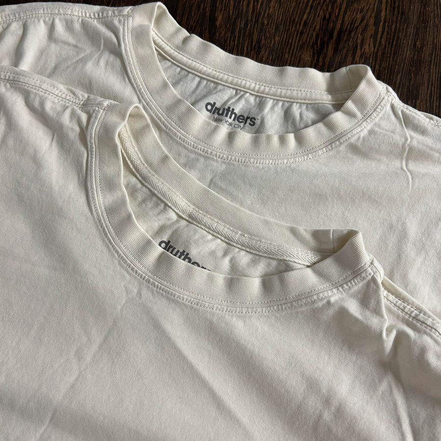 SET of 2 - Druthers Organic Cotton T-Shirts - Medium ECRU (Off White)