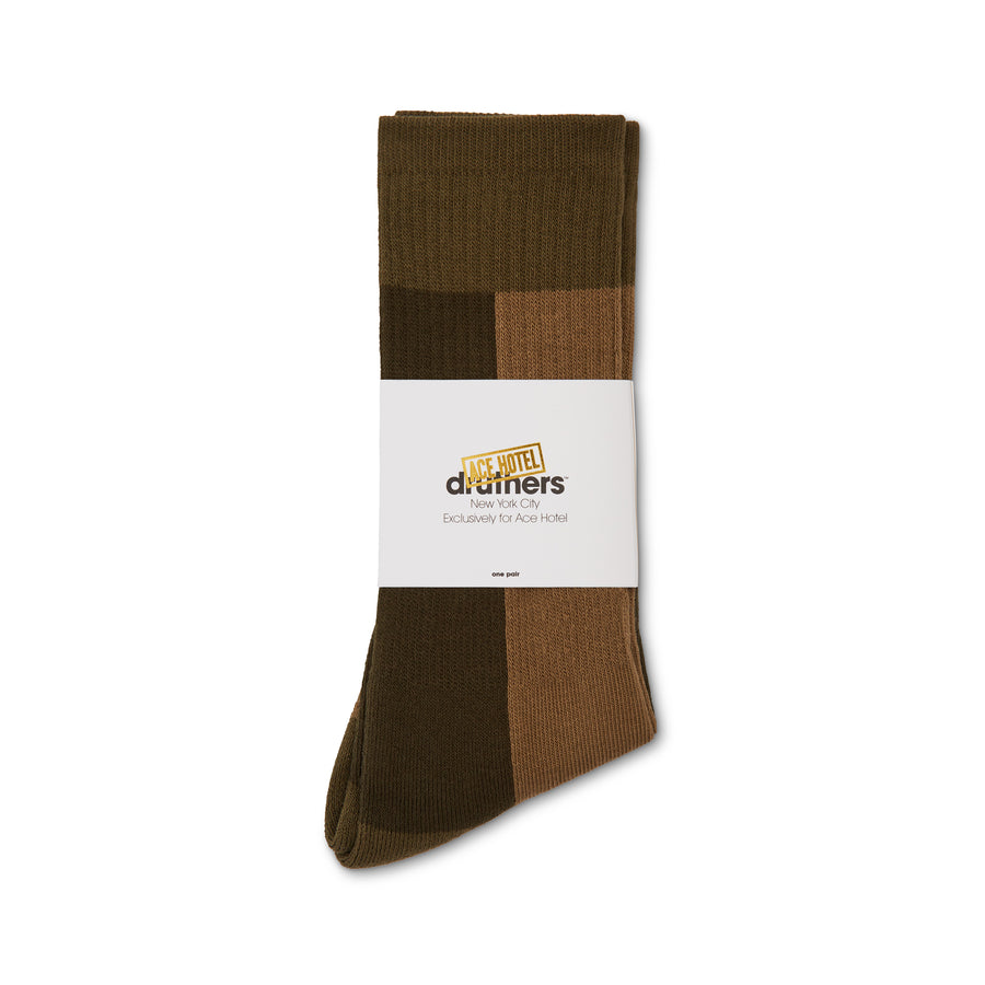 Ace Hotel Organic Cotton Everyday Crew Sock - Drab, Army & Khaki