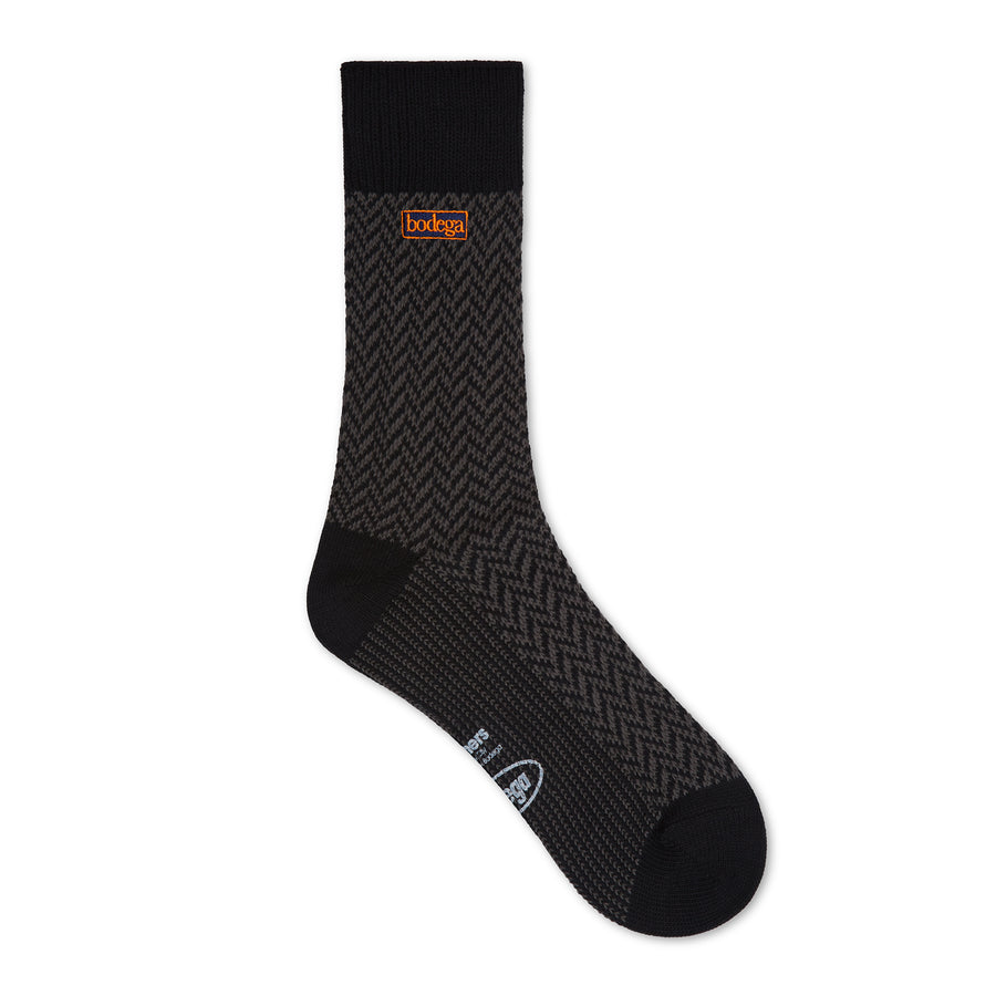 Bodega Herringbone Crew Sock - Charcoal