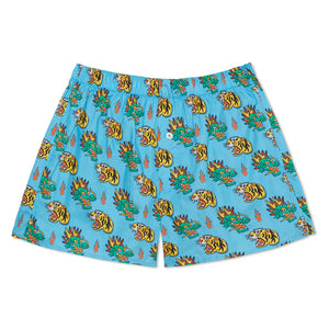 Organic Cotton Kiku Punk Dragons Boxer Short - Blue