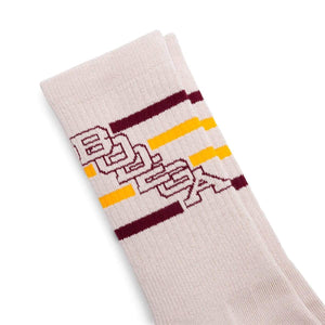 Bodega Everyday Organic Diagonal Stripe Crew Sock - Burgundy