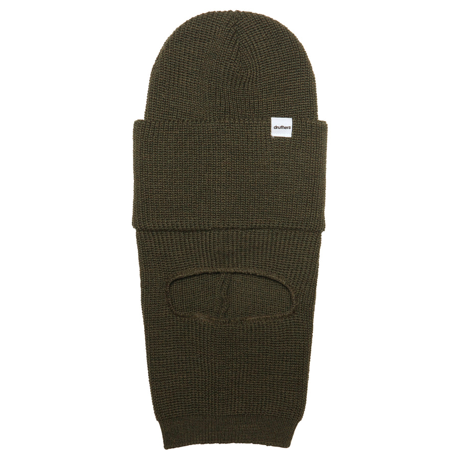 Merino Wool Balaclava Rib Knit Beanie