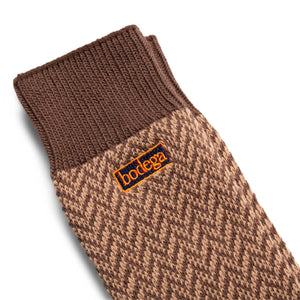 Bodega Herringbone Crew Sock - Brown