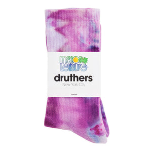 Major Leisure for Druthers Cosmic Tie Dye Organic Cotton Crew Socks - Purple