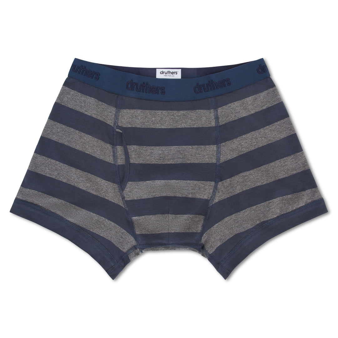 Organic Cotton Boxer Briefs - Charcoal Navy Stripe – Druthers NYC