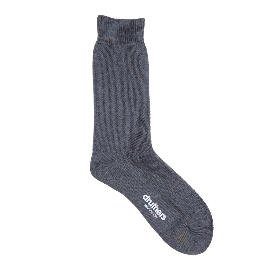 Organic Cotton Pique Knit Crew Sock