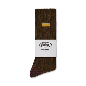 Bodega Organic Cotton Rib Slub Crew Sock - Olive