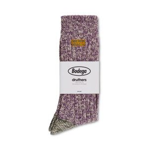 Bodega Organic Cotton Rib Slub Crew Sock - Purple