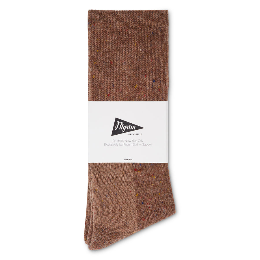 Pilgrim Surf + Supply Cashmere & Lambswool Blend Defender Boot Sock - Chestnut