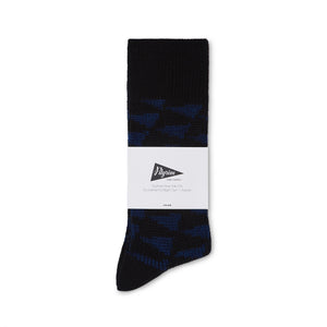 Pilgrim Surf + Supply Merino Wool Pennant Repeat Dress Sock - Blue Black