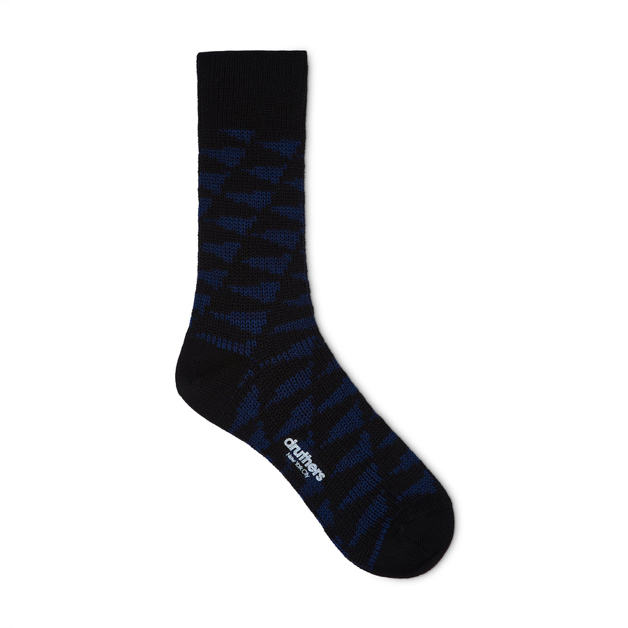 Pilgrim Surf + Supply Merino Wool Pennant Repeat Dress Sock - Blue Black