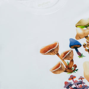 Organic Cotton Seb Gorey Watercolor Shrooms T-Shirt - White