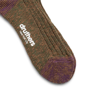 Bodega Organic Cotton Rib Slub Crew Sock - Olive