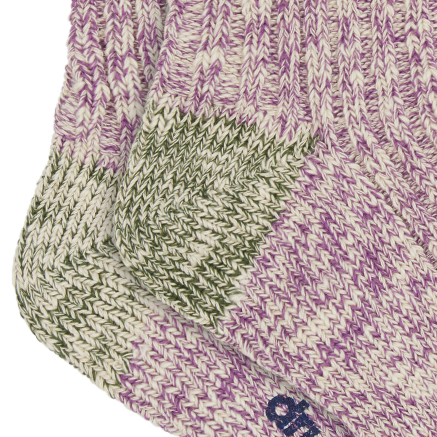 Bodega Organic Cotton Rib Slub Crew Sock - Purple