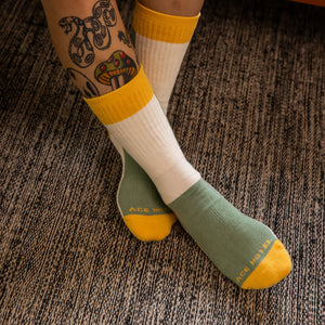 Ace Hotel Organic Cotton Everyday Crew Sock - Banana, Patina & Natural