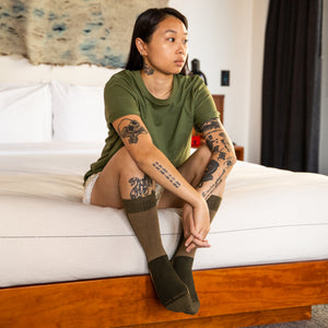 Ace Hotel Organic Cotton Everyday Crew Sock - Drab, Army & Khaki