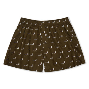 Organic Cotton Seagulls Boxer Shorts - Olive